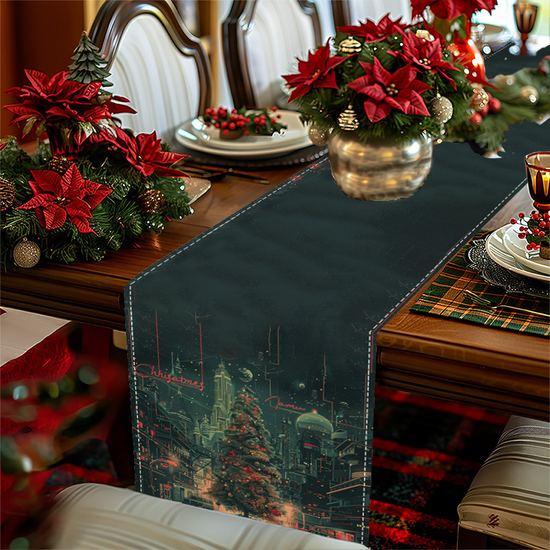 

Festive Christmas Table Runner: Suitable For Home Dining, Restaurant, Room Decoration, Holiday Party - Linen, Rectangular, Suede Material, 183cm/72in