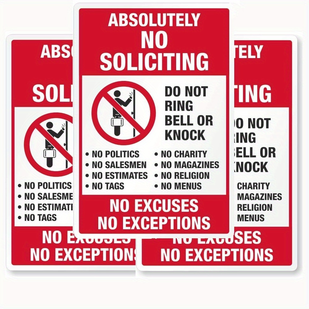 

No Soliciting 3pcs Set - , No - Adhesive Decals For , , & - & , 3.74"x5.5