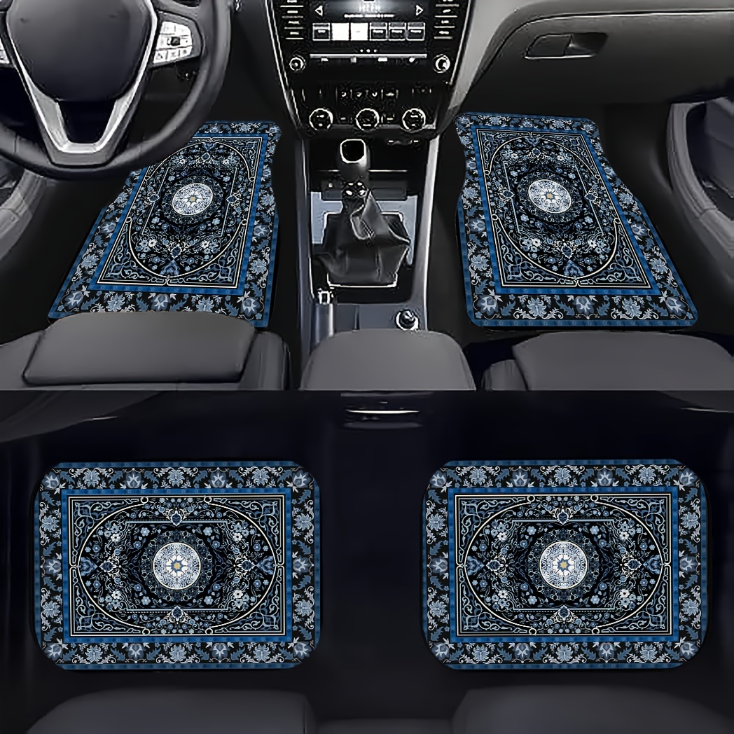 

Vintage 4-piece Car Floor Mats Set - Universal Fit, Polyester Fiber, , Anti-slip Vehicle Floor Protection