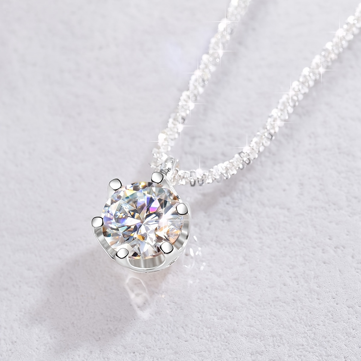 

1ct Necklace For Women 925 Sterling Necklace Promise Necklace Necklace Day Valentine's Day Luxury Ladies Jewelry Gifts