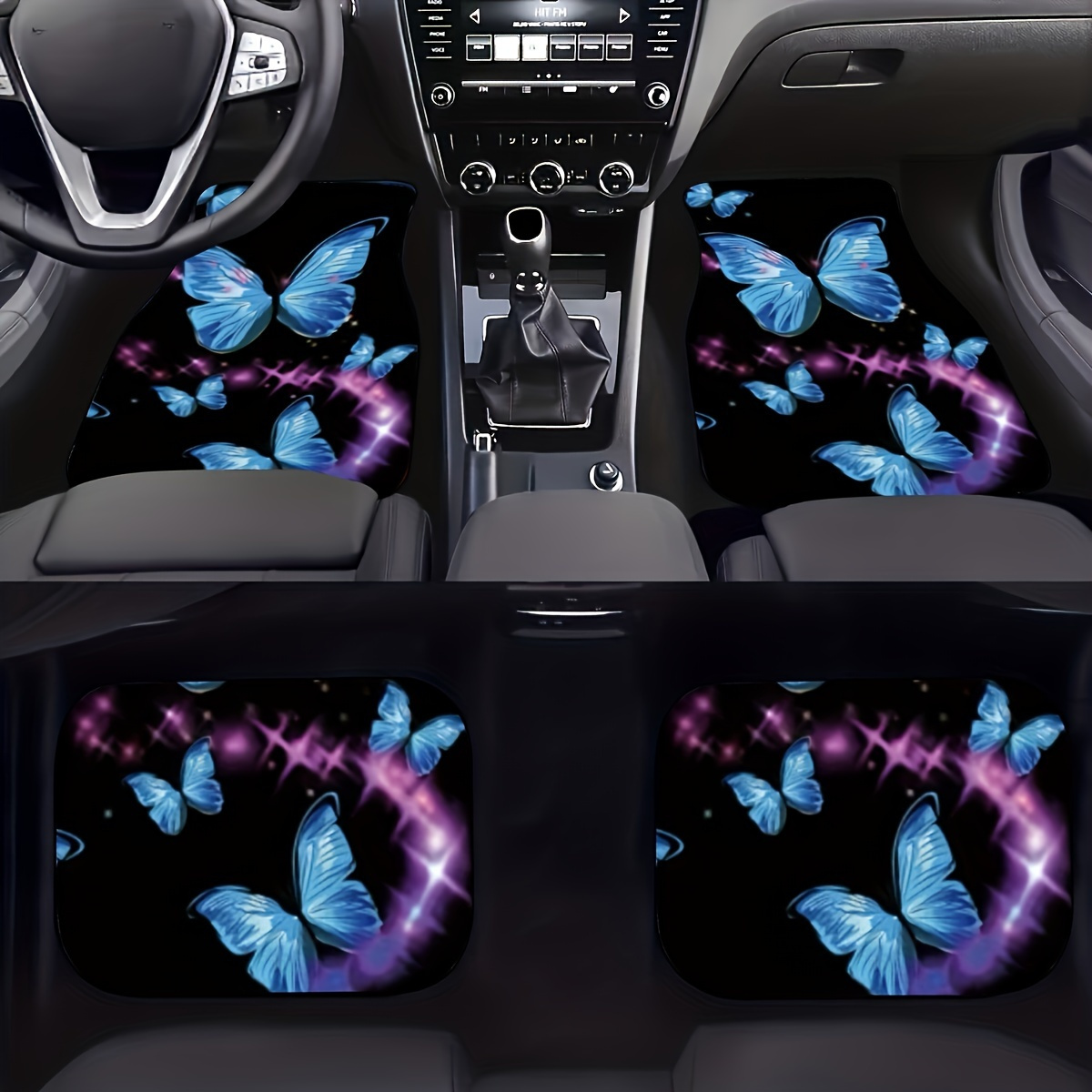 

-themed 4pcs Car Floor Mat Set - Non-slip, Fit For Front & Rear, Polyester Interior Protection