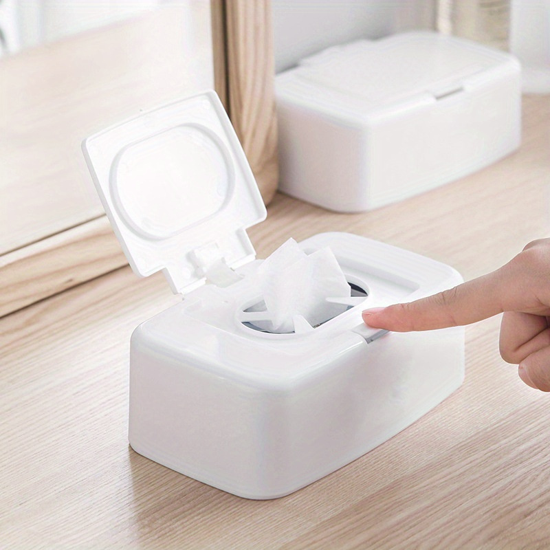 

1pc Square Plastic Wet Wipe Dispenser With Lid, Portable Tissue Holder, Cotton Pad Organizer For Car, Home, Office Desk