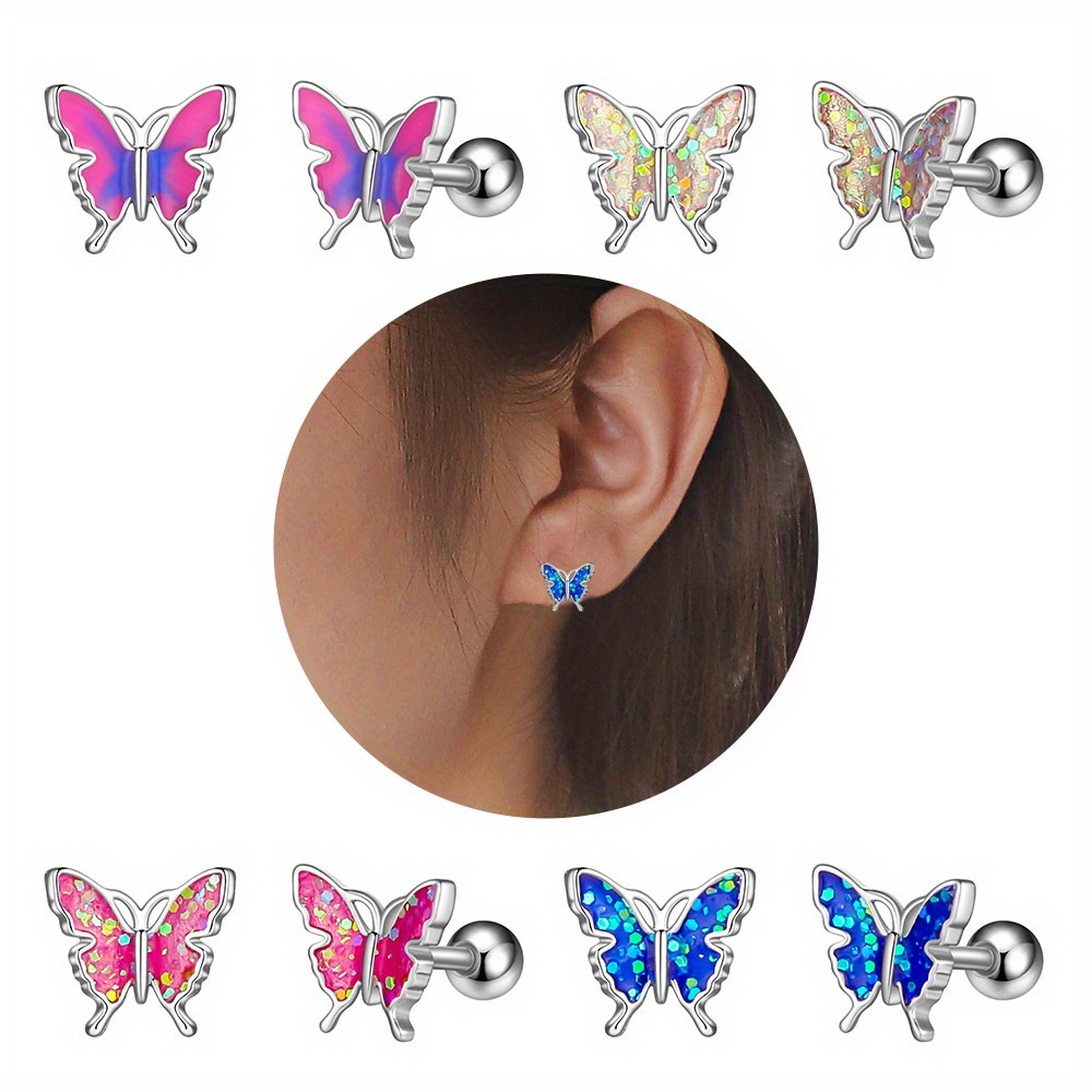 

Oil Drip Butterfly Ear Bone Stud Earrings Piercing Jewellery Body Piercing