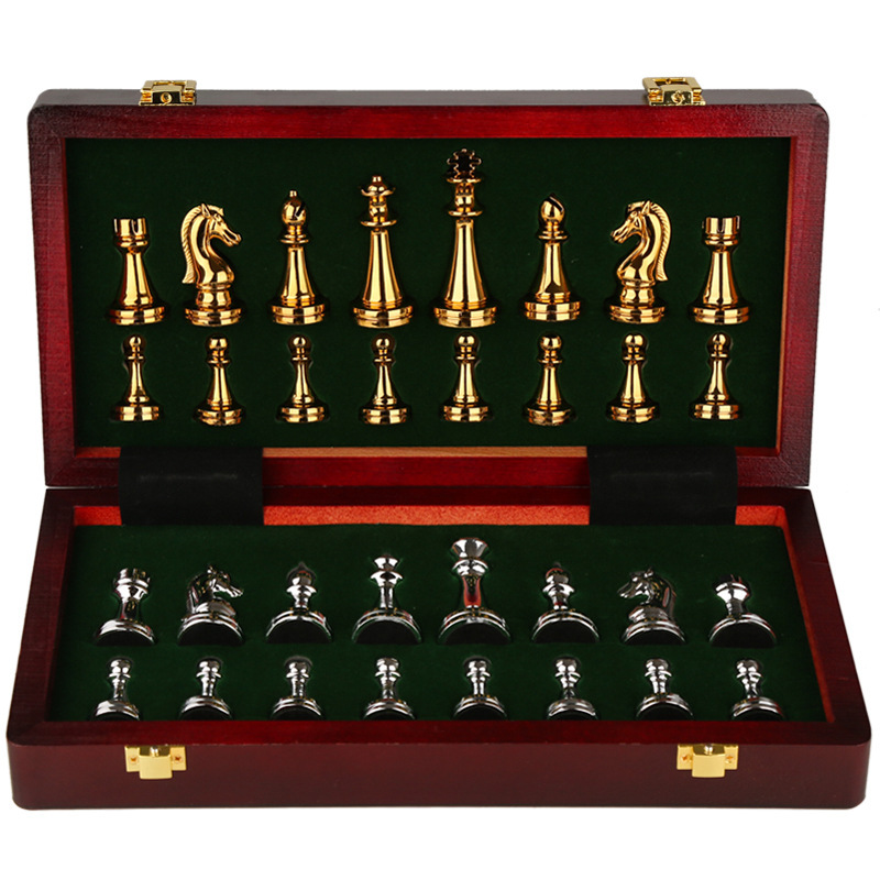 

Premium Solid Wood Chess Set With Zinc Alloy Metal Weighted Pieces - For