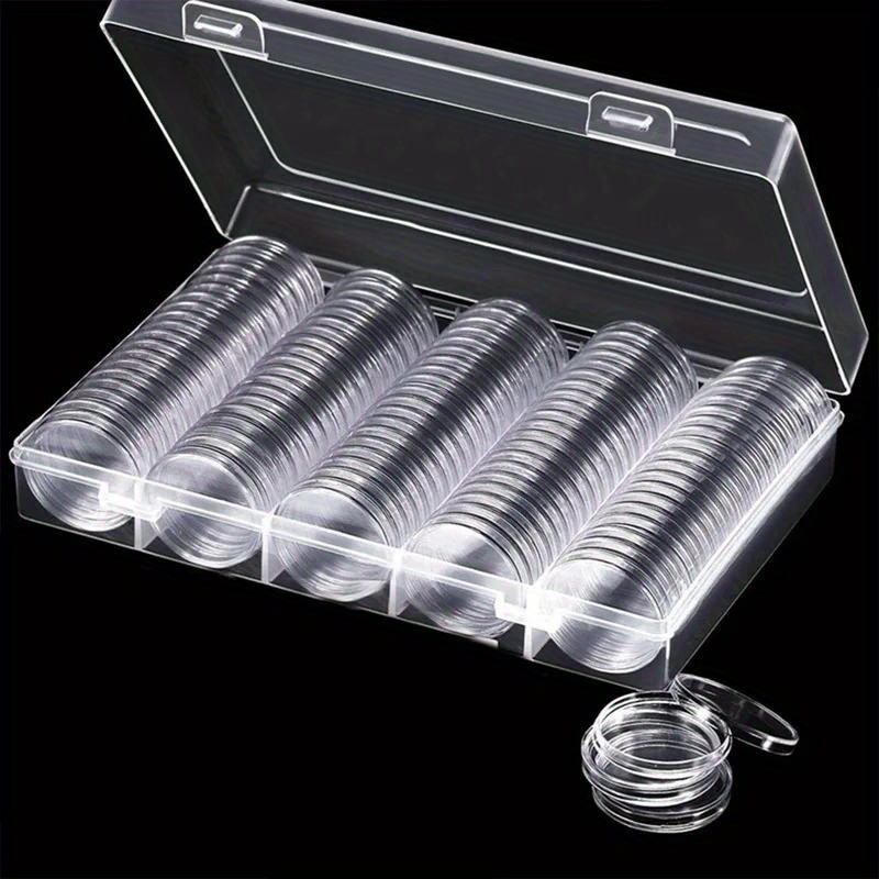 

100pcs Premium Transparent Coin Protectors - 27mm & 30mm Sizes, Pvc Storage Cases For Collectors