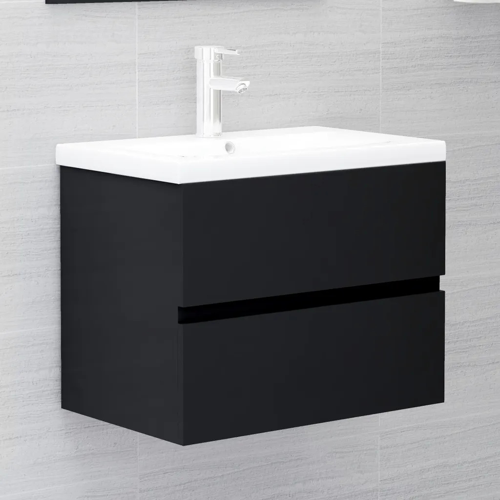 

Sink Cabinet Black 60x38.5x45 Wood-based Fabric