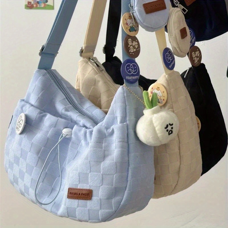 harajuku style college crossbody bag solid color print - Temu
