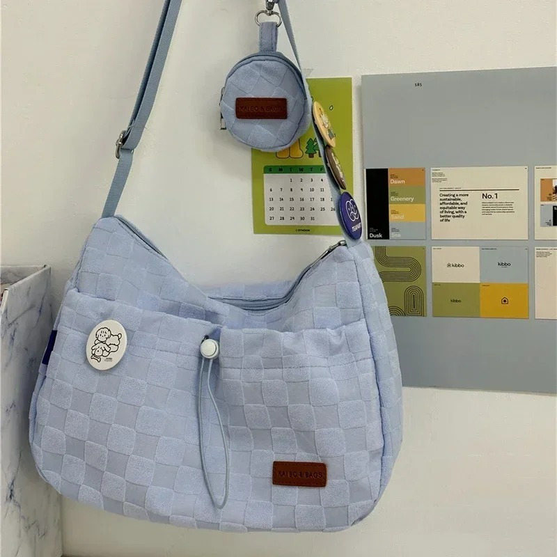 harajuku style college crossbody bag solid color print - Temu