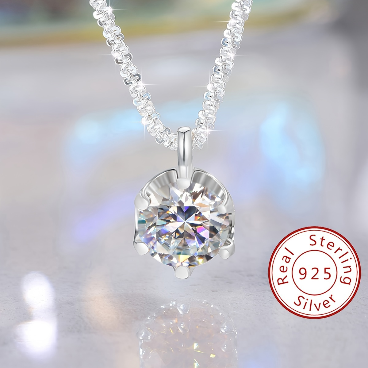 

1ct Moissanite Necklace For Women 925 Sterling Silver Wedding Necklace Promise Necklace Eternity Necklace Mother's Day Valentine's Day Luxury Ladies Jewelry Gifts