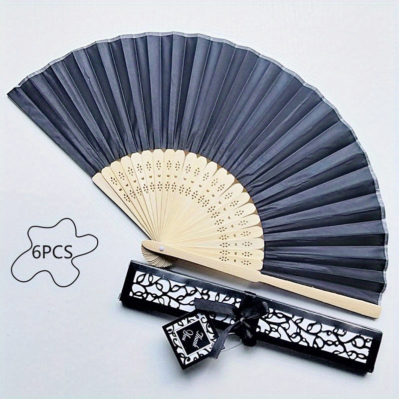 6pcs Handheld Fan Set, Cloth Surface Small Fan, Wedding Bridesmaid Gift, Women's Handheld Fan Box Set, Costume Accessories Props details 4