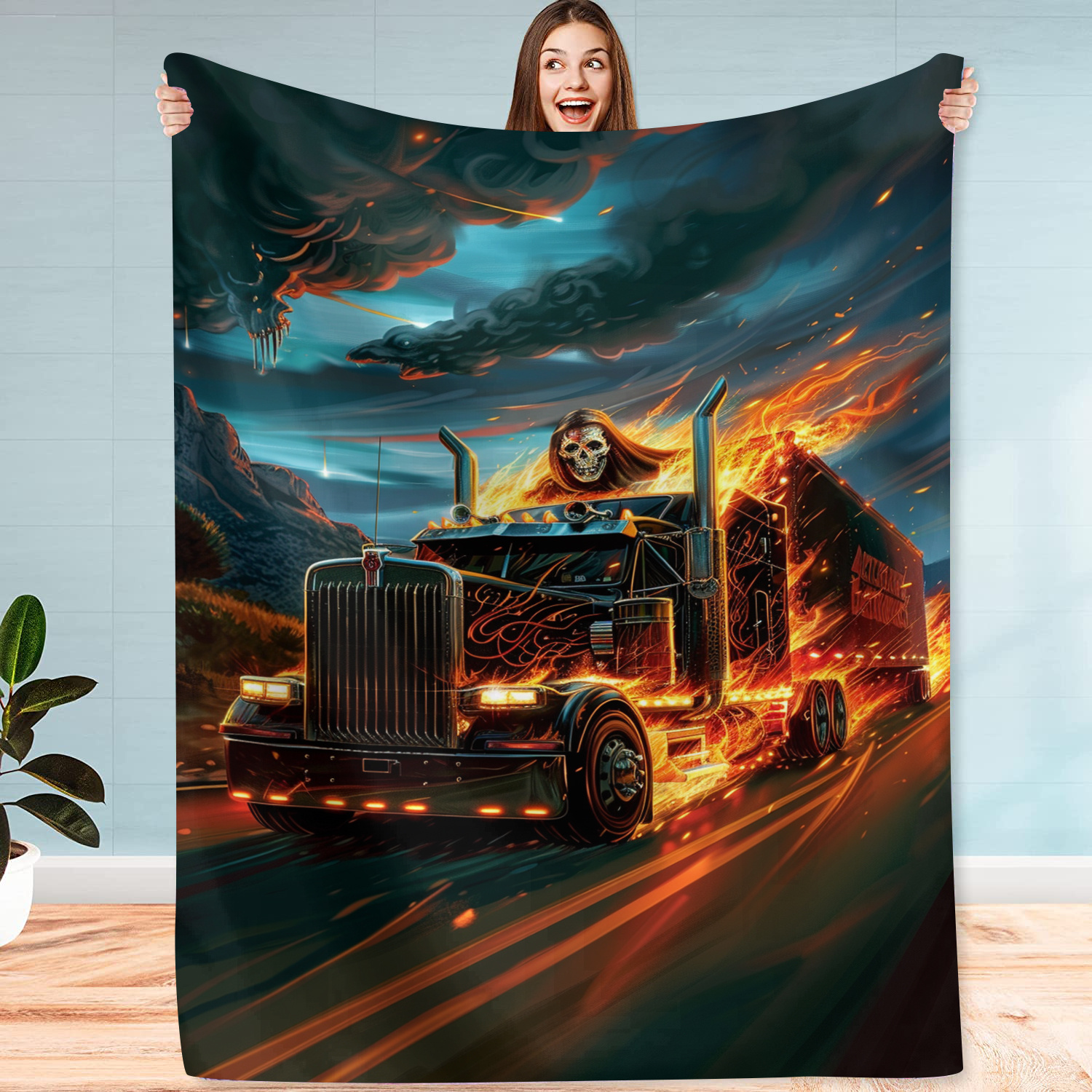 

Vintage Truck-themed Flannel Fleece Blanket – Soft, All-season Cozy Throw With Digital Print, 100% Polyester Knitted Fabric, Lightweight Multi-purpose Cover, Perfect Gift With Unique Design (200-250g)