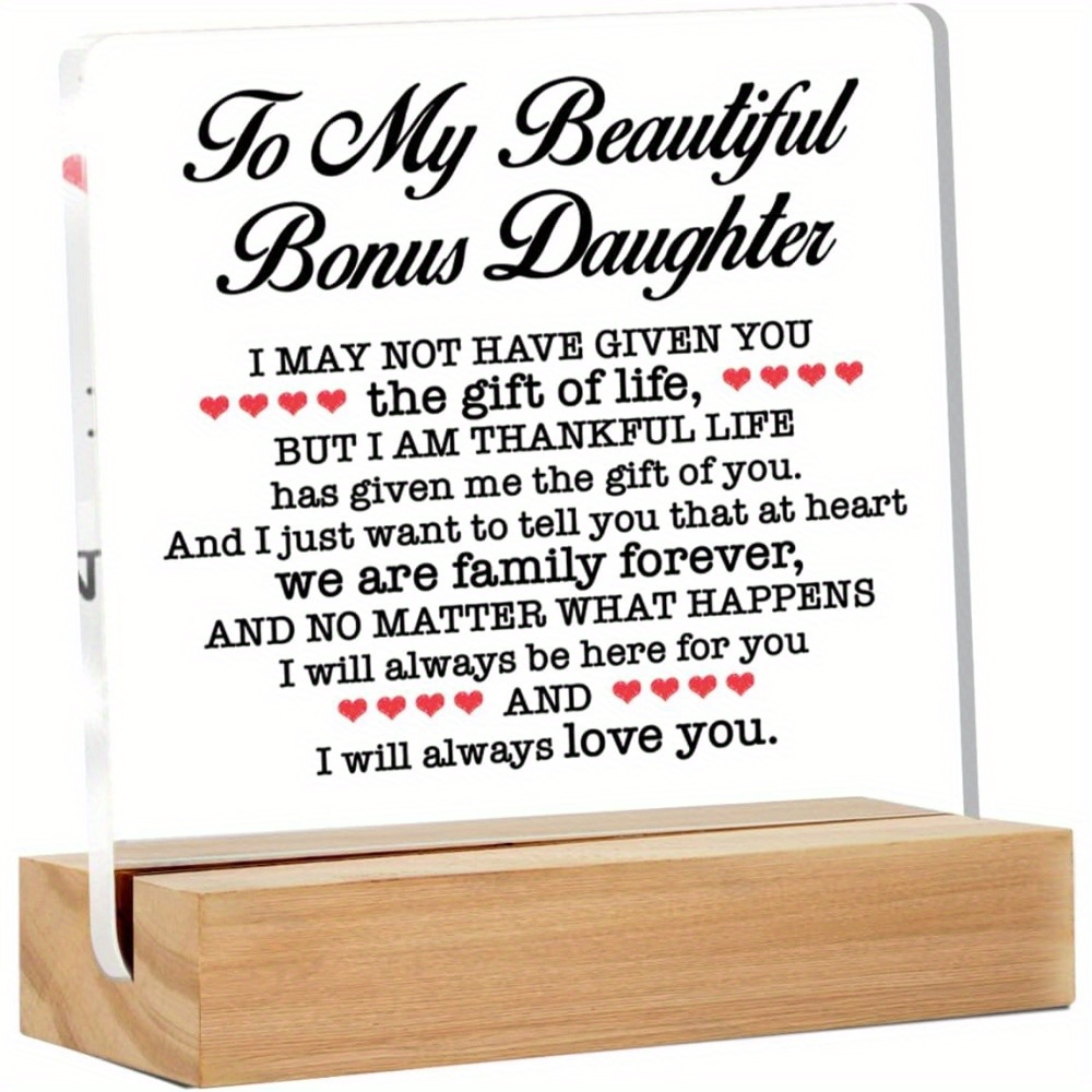 

Daughter Gift - Gift For Daughter - Daughter Gift From Stepmom Stepdad - To My Beautiful Daughter Clear Desk Sign Decor Home Bedroom Desk Decor