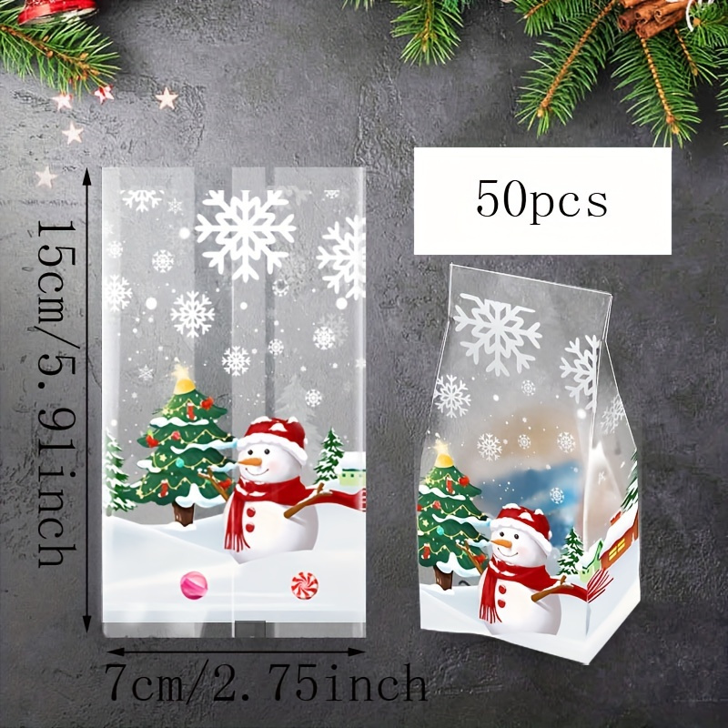 

50pcs Festive Christmas Candy Self Sealing Bags - Perfect For Baking, Parties, And Holiday Entertaining - Reusable And Stand-up Design - Made Of Plastic