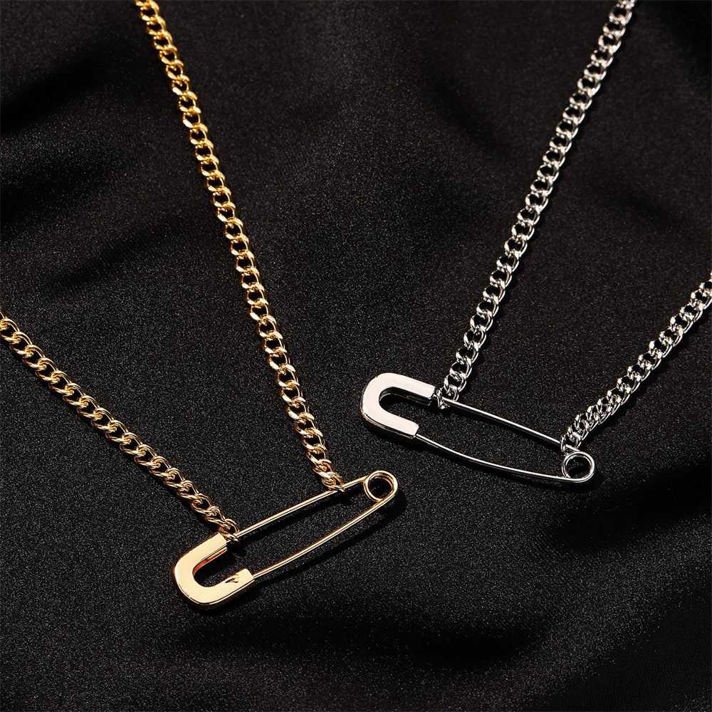 TEMU 2pcs Women's Jewelry Creative Pin Necklace Women's Fashion Design Clavicle Chain Cold Style Personality Pendant Couple's Accessories Women's Necklace