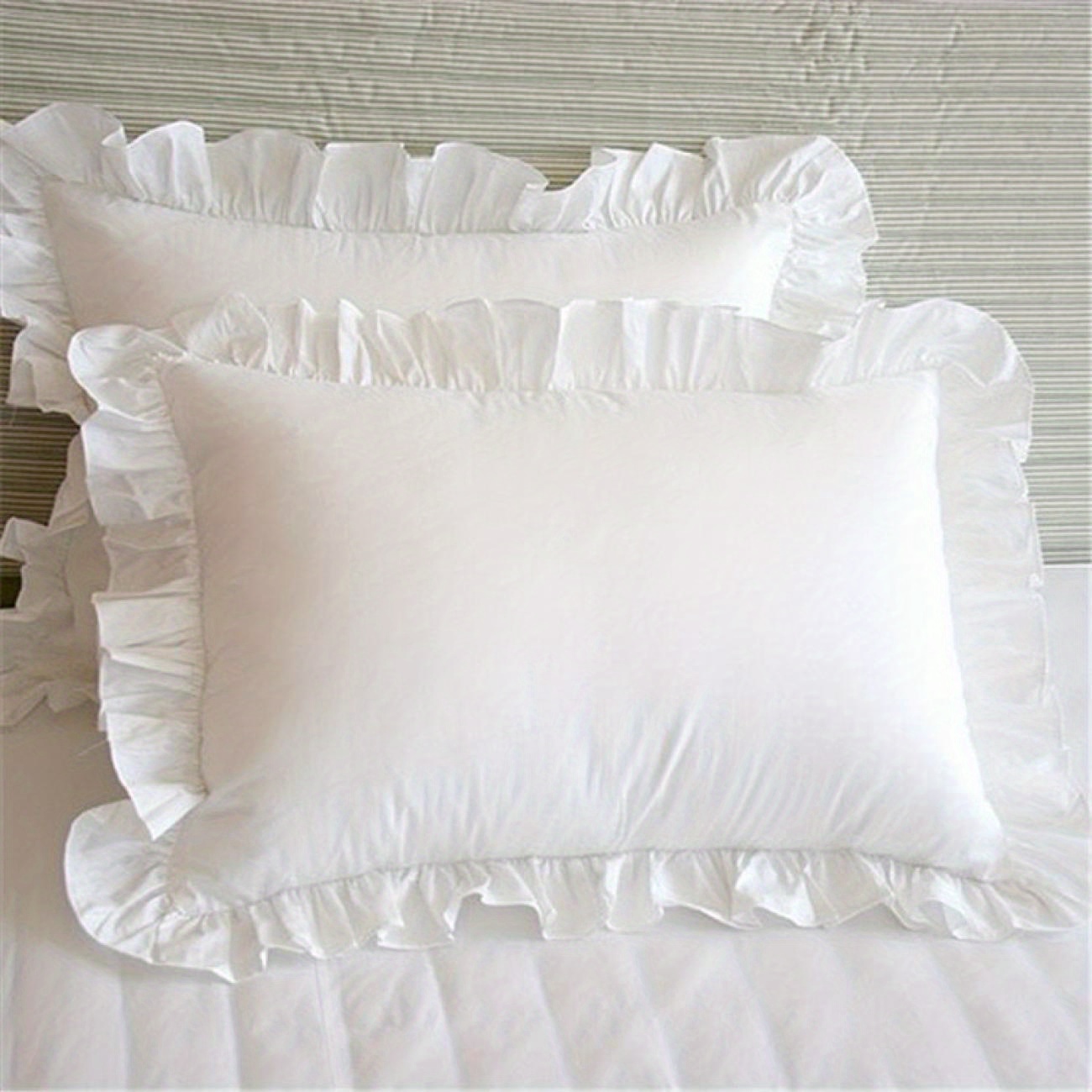 TEMU Home Bedroom White Pillow Case, Ruffle Shams Decorative Pillowcases, Pillow Cover Protector With Invisible Zipper