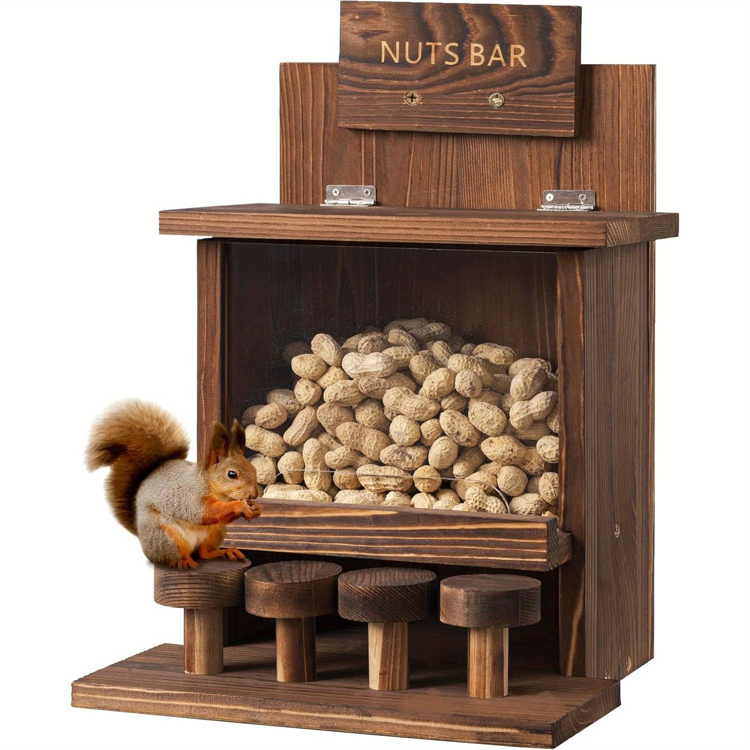 

Squirrel Feeder For Outside Tree, Squirrel Picnic Table Feeder For Outdoors Corn Cob Peanut Feeder Funny Chipmunk House Nuts Bar Hanging Wooden Box