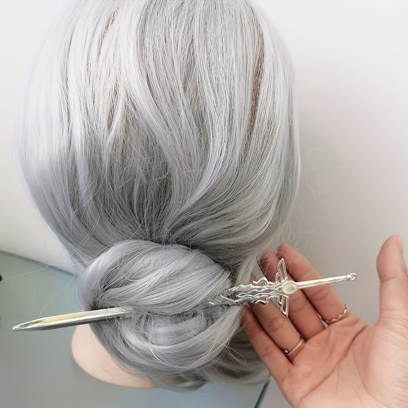 

Nordic Style Longsword Alloy Hairpin - Fashionable Personality Hair Accessory, Simple Cool Bun Decoration Hair Stick Jewelry For Women