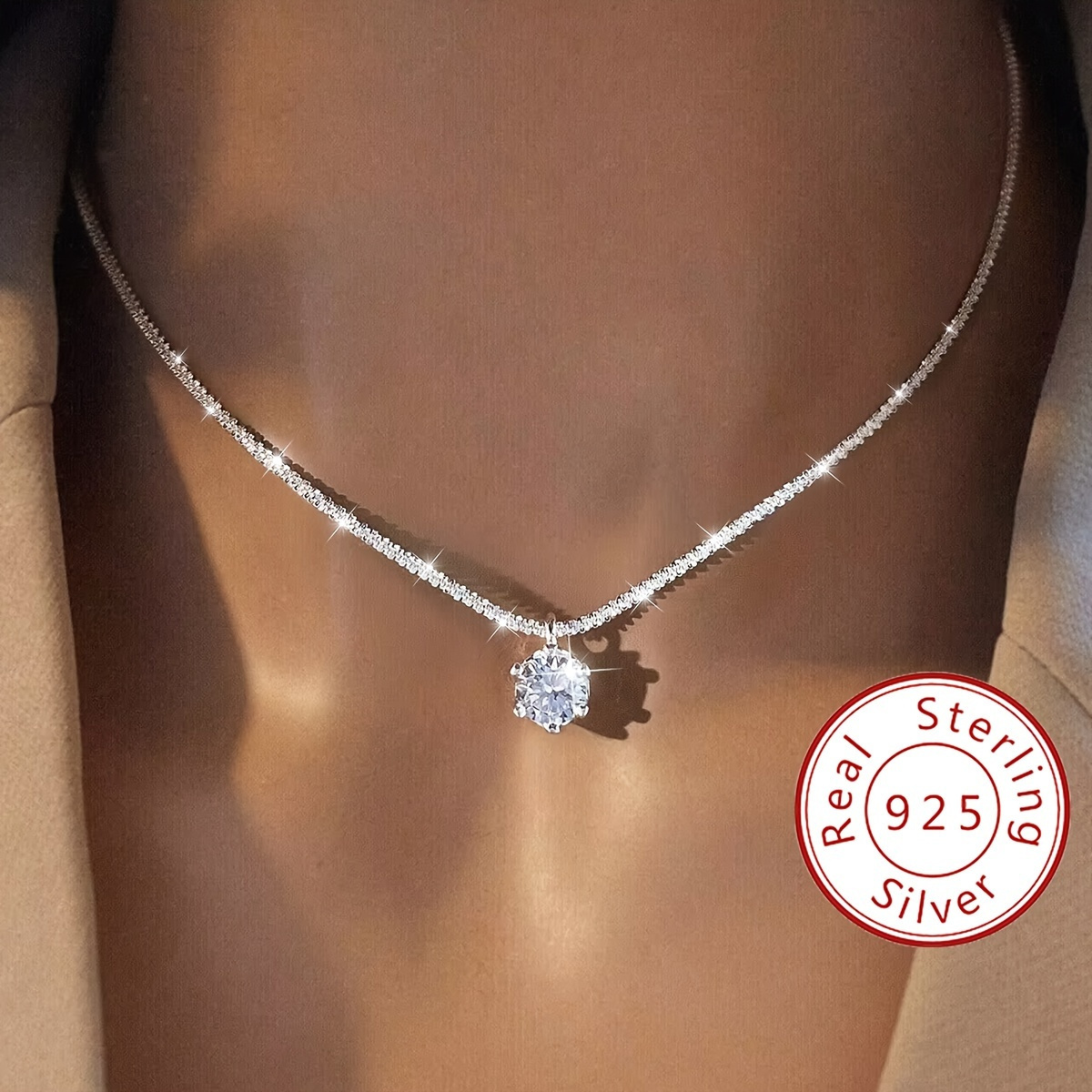 

Women's Necklace 925 Sterling Silver Wedding Necklace Promise Necklace Eternal Necklace Mother's Day Valentine's Day Luxury Women's Jewelry Gift