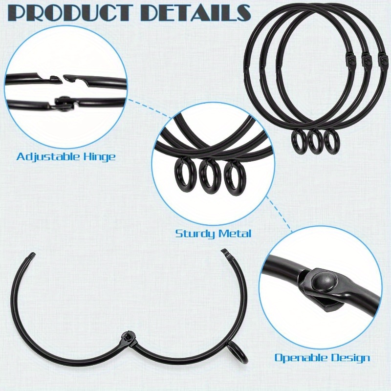 LTStore 40 Pièces Anneaux Rideaux étal Avec Pinces 32 - Clips Œillet