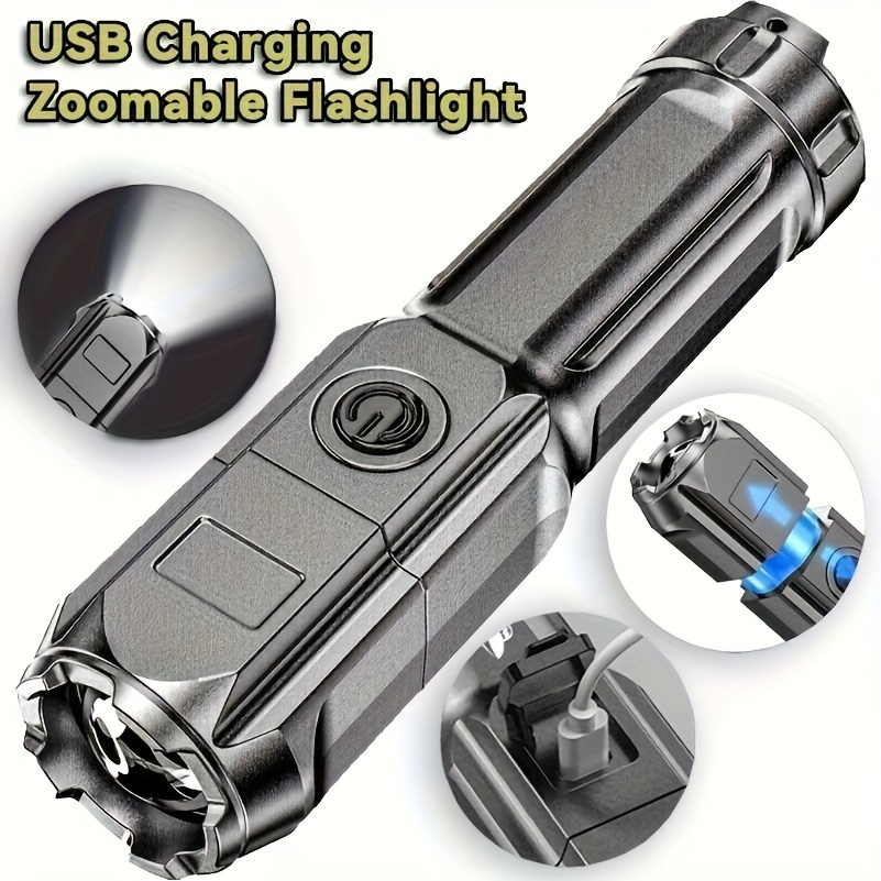 

1pc Ultra-bright High-power Flashlight - Durable & Portable With Telescopic Zoom - Perfect For Outdoor Adventures, Household Use, And Emergency Situations