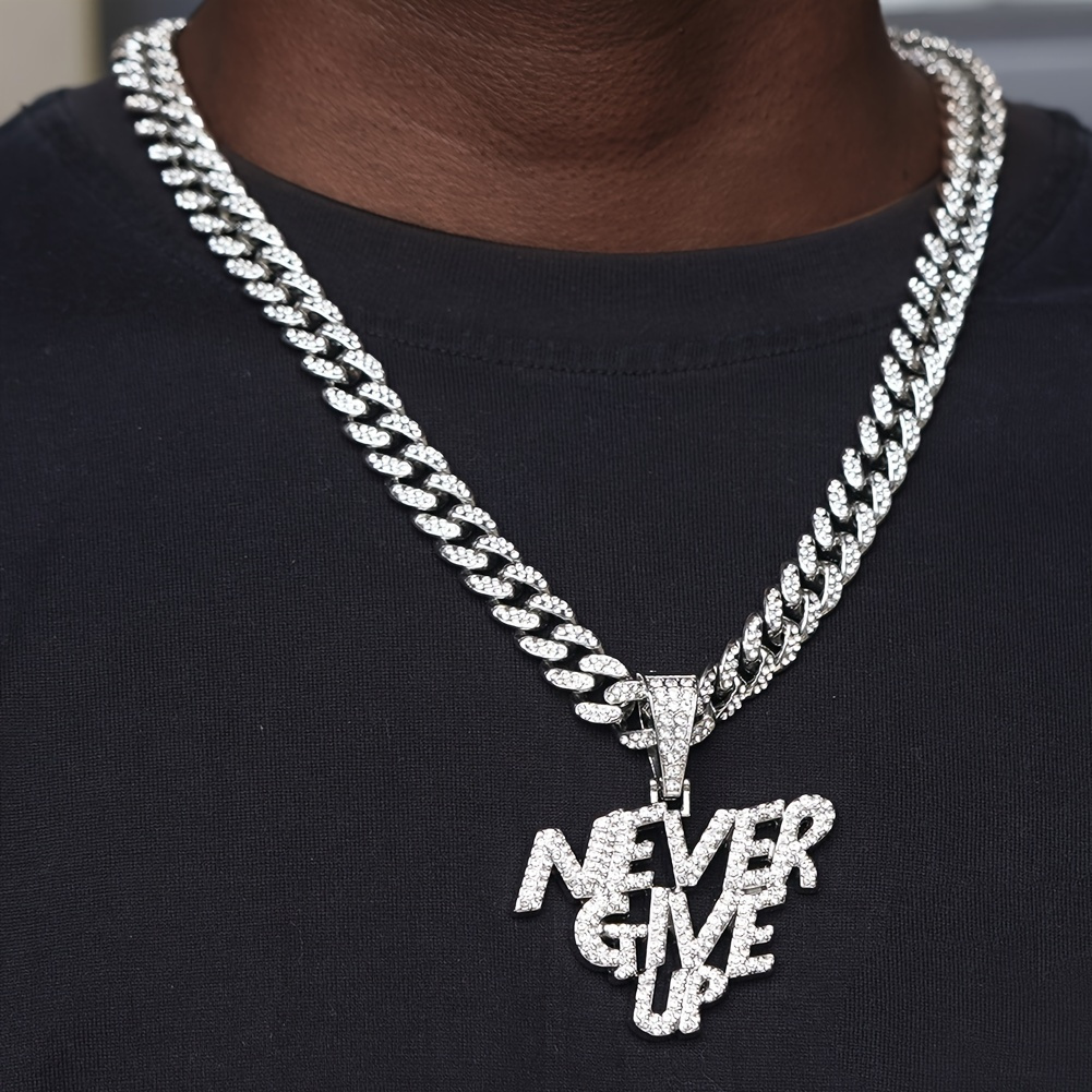 

1 Pendant With Ice Cuban Chain Hip Hop Pendant Necklace For Men And Women