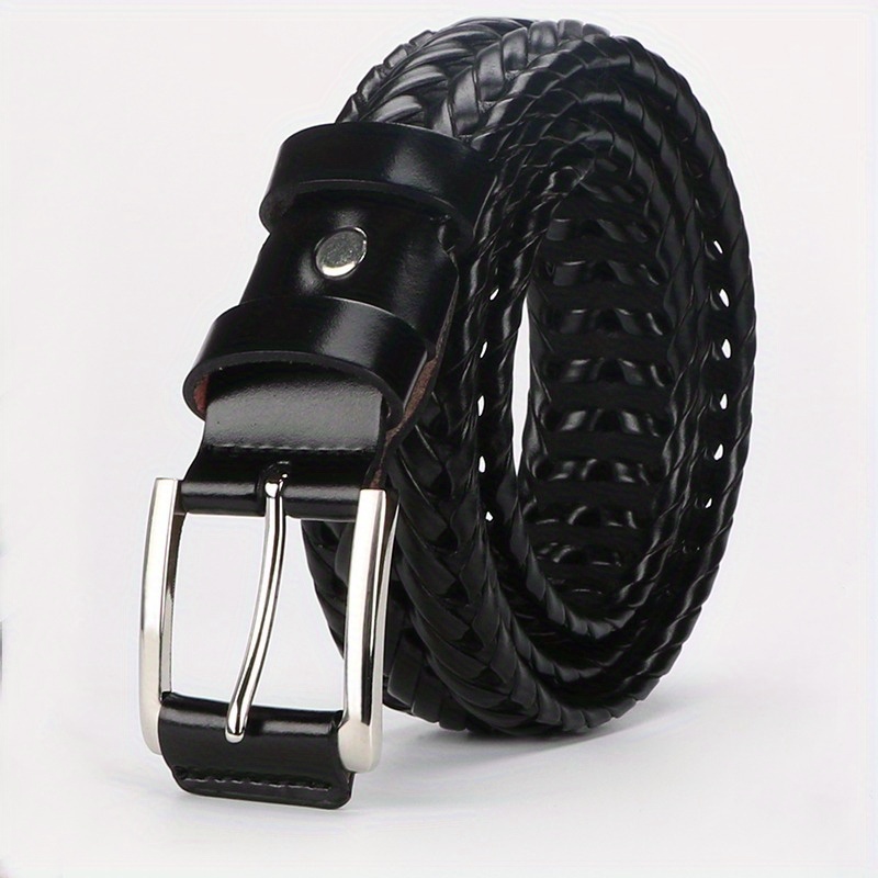 

Veesdo Mens Braided Leather Belt Cowhide Woven Leather Belt For Casual Jeans Pants With Solid Christmas Gift