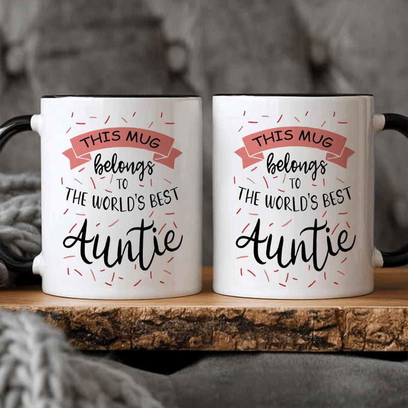   aunt ceramic coffee mug 11oz a fun and thoughtful gift for birthdays weddings or family use featuring a vibrant red and   with pink handles dishwasher safe coffee cup Product details 0