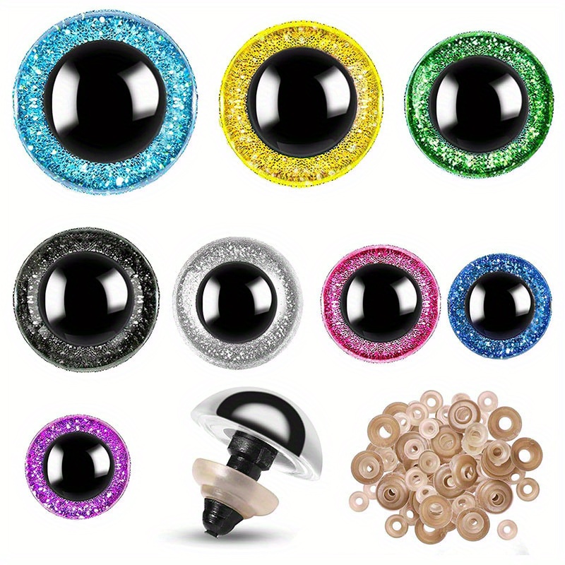 

160pcs Sparkling Glitter Doll Eyes Set, Multicolor 3d Toy Eyes, Plastic Safety Eyes For Halloween Dolls, Diy Crafting, Puppet, Plush Animal Making, Assorted Sizes 10mm-30mm For Adults & Teens