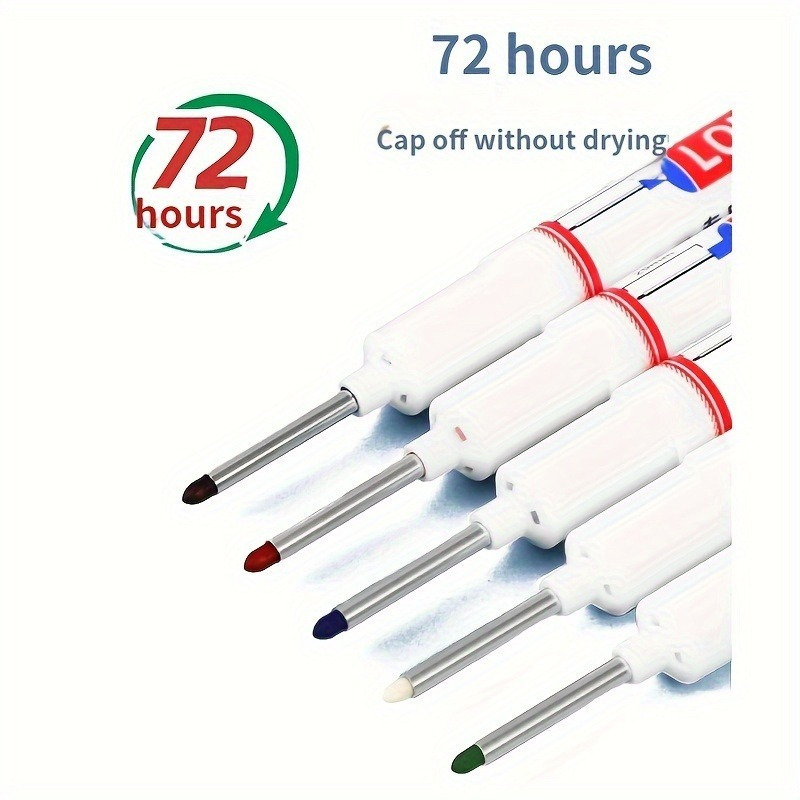 4pcs Long Nib Marker Pen Set - Waterproof Oil-Based Deep Hole Markers in Red, Black, Green, and Blue Ink - Durable Plastic Body for Bathroom Decoration and Versatile Use, Bathroom Decoration Essentials | Bold Writing Experience | Precision Tip Markers, Bathroom Decor And Accessories