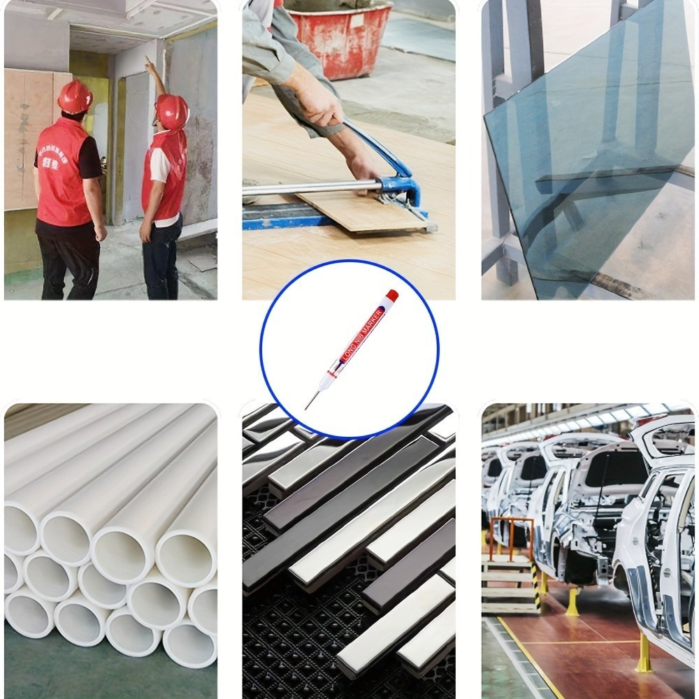 4pcs Long Nib Marker Pen Set - Waterproof Oil-Based Deep Hole Markers in Red, Black, Green, and Blue Ink - Durable Plastic Body for Bathroom Decoration and Versatile Use, Bathroom Decoration Essentials | Bold Writing Experience | Precision Tip Markers, Bathroom Decor And Accessories