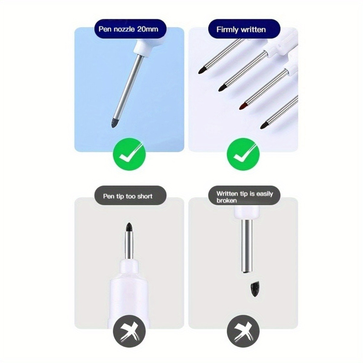 4pcs Long Nib Marker Pen Set - Waterproof Oil-Based Deep Hole Markers in Red, Black, Green, and Blue Ink - Durable Plastic Body for Bathroom Decoration and Versatile Use, Bathroom Decoration Essentials | Bold Writing Experience | Precision Tip Markers, Bathroom Decor And Accessories