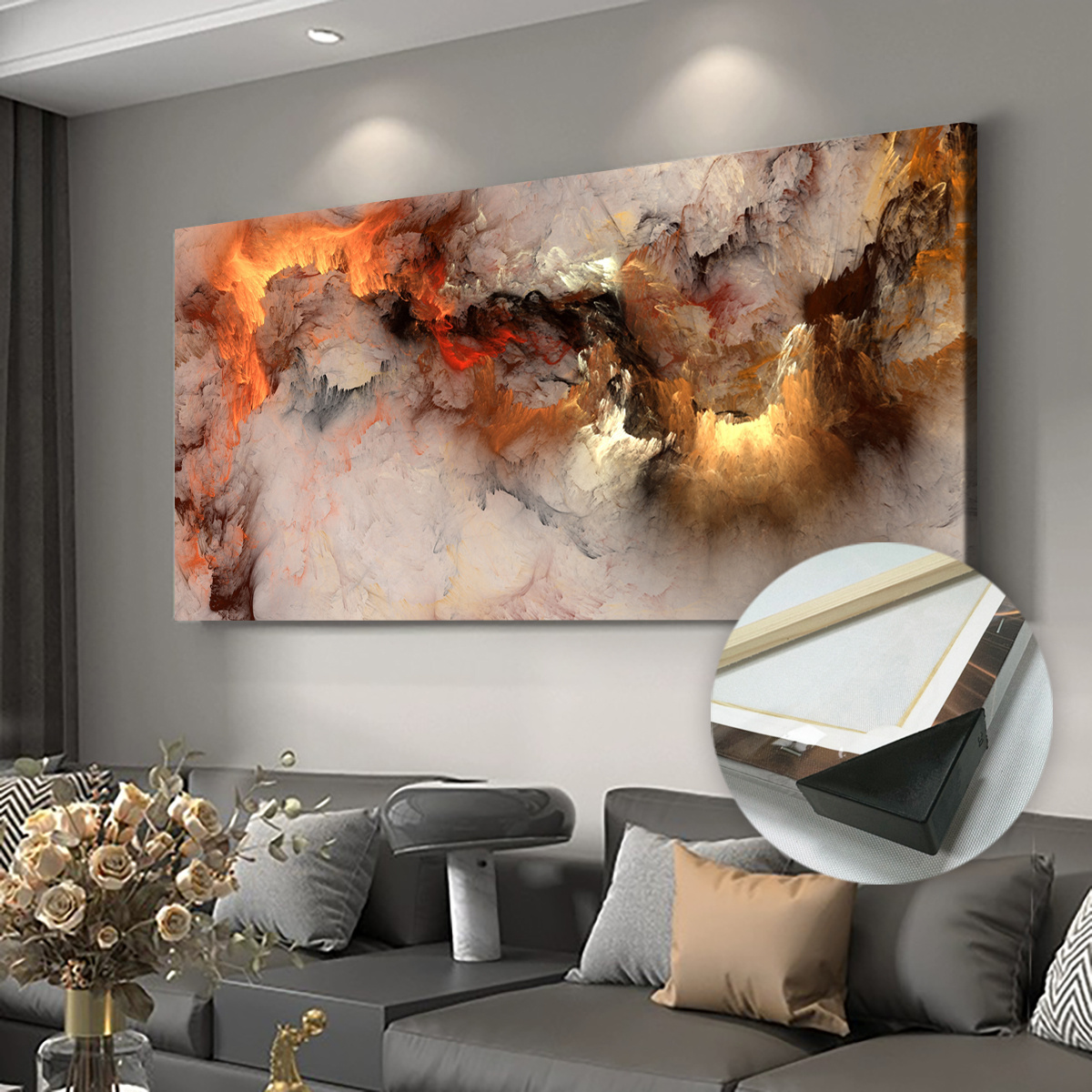 

1pc Art Deco Thundering Clouds Canvas Wall Art, Landscape Ink Painting, Waterproof Wall Hanging Decor For Living Room, Bedroom, Restaurant, Bar - Indoor & Outdoor Use