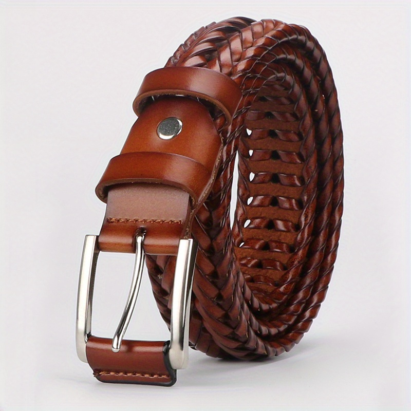 

Men's Casual Sports Hollow Woven Belt Leather Pants Jeans Belt, For Gifts