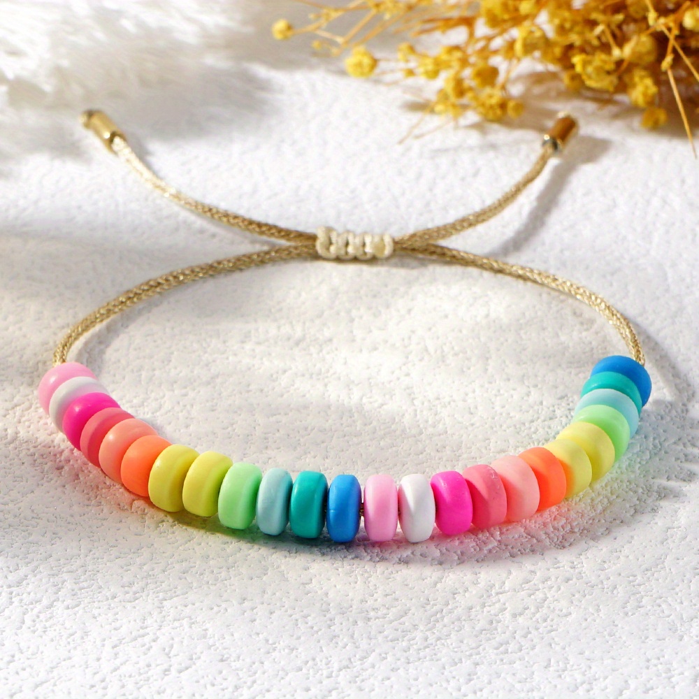 Image of Rainbow Beaded Bracelet: Handcrafted Soft Pendant Charm Bracelet For Women - Wear Or As A Gift For Any Occasion