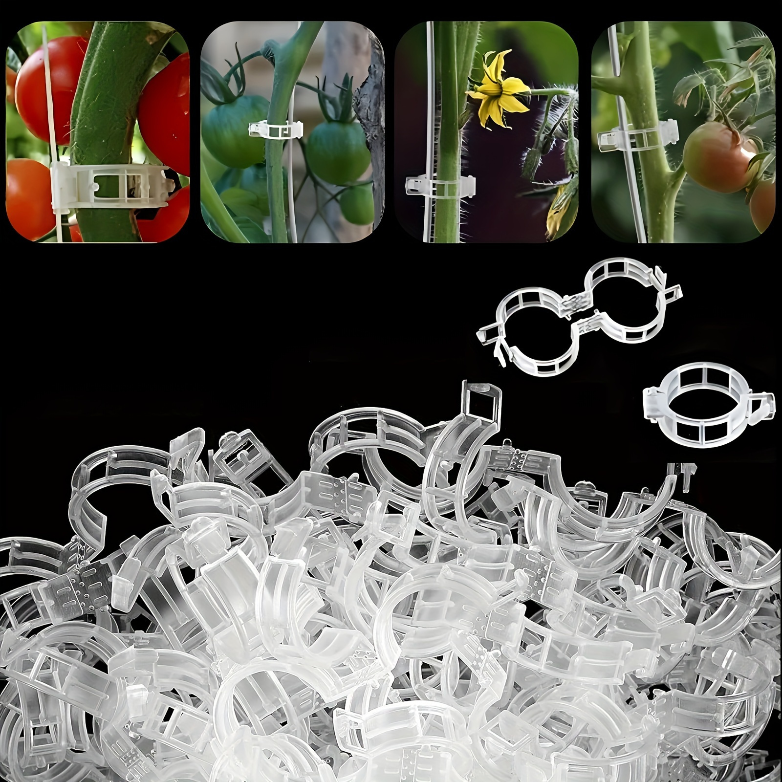 

400pcs Garden Plant Support Clips - Sturdy Pp Material, Adjustable, Reusable, And Rust-resistant For Healthy Growth Of Grape, Tomato, Vegetables, And Climbing Plants - Easy To Use And Space