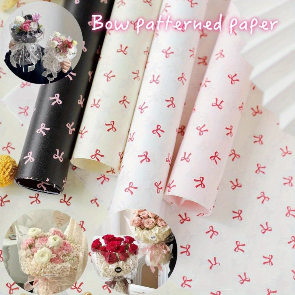 

20 Pcs Fantasy Floral And Bow Patterned Gift Wrapping Paper - Ideal For Bouquet And Handmade Presents, Craft Paper With Cartoon Theme Accessory