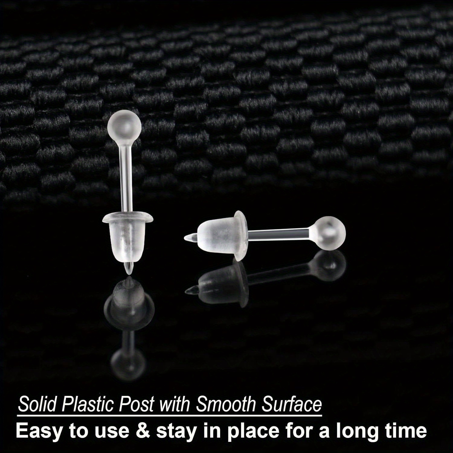 Hypoallergenic Clear Plastic Earrings Nickel Invisible Studs