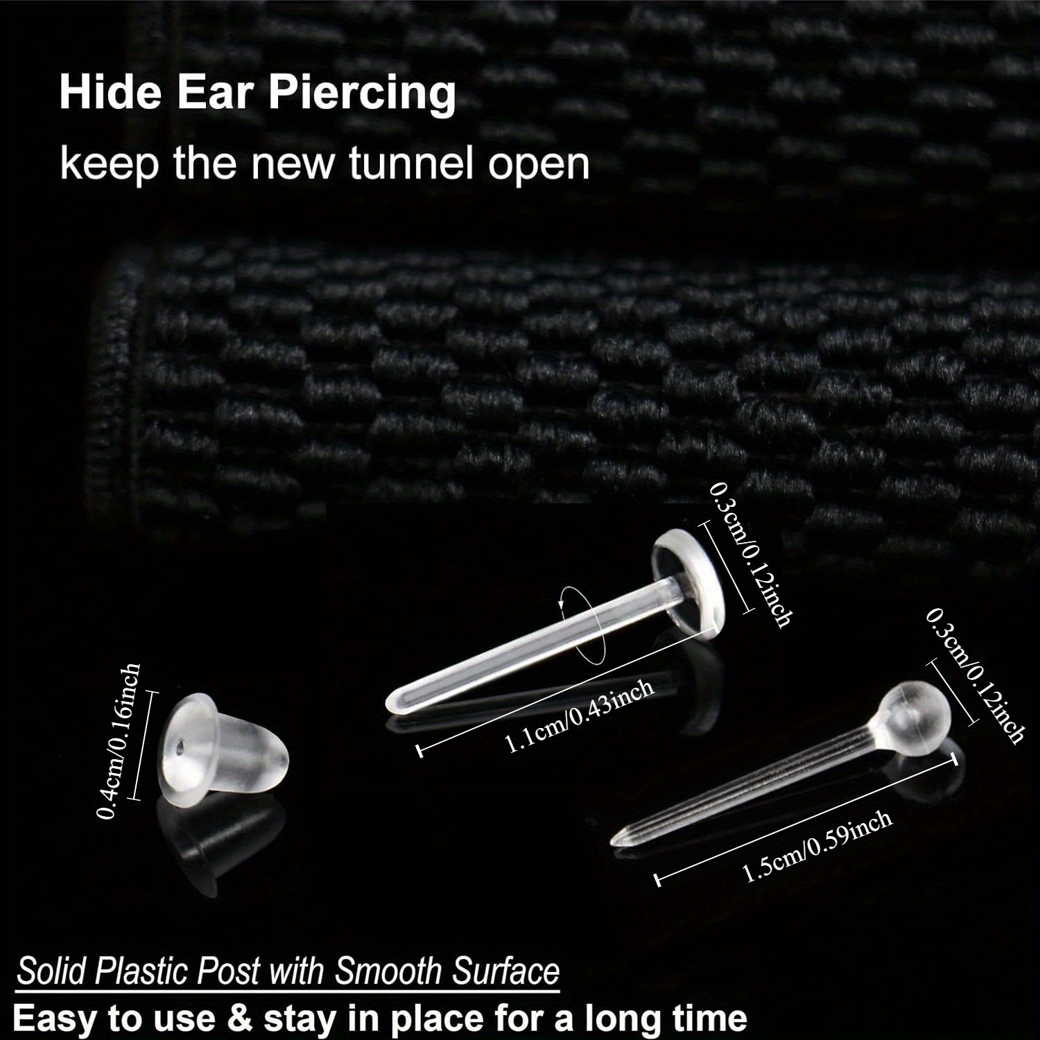 Hypoallergenic Clear Plastic Earrings Nickel Invisible Studs