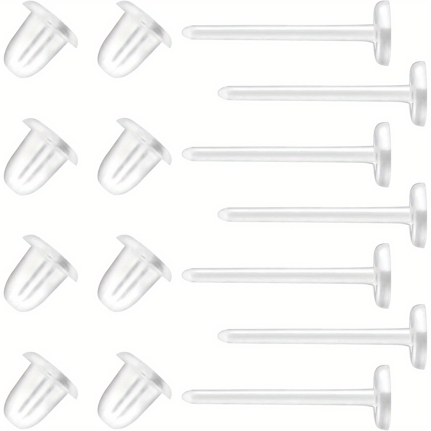 Hypoallergenic Clear Plastic Earrings Nickel Invisible Studs