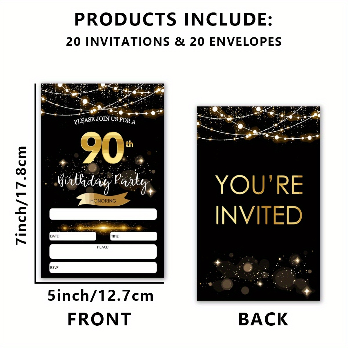 TEMU 20pcs, Birthday Invitations, Birthday Invitations For, Birthday Party Invitation Cards, Birthday Invitations With Envelopes, Birthday Invitation