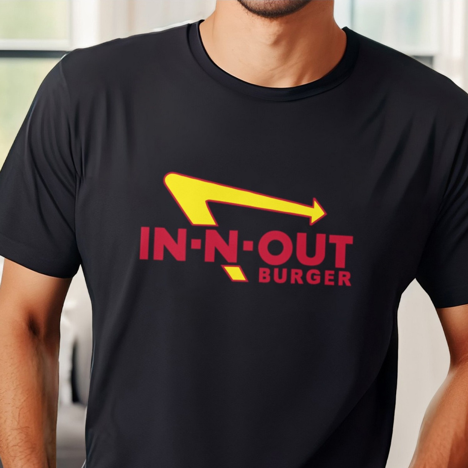 

Men's Summer Short Sleeve T-shirt With Front Print - Comfortable, Breathable Fabric, Casual Sporty Style- Out Burger