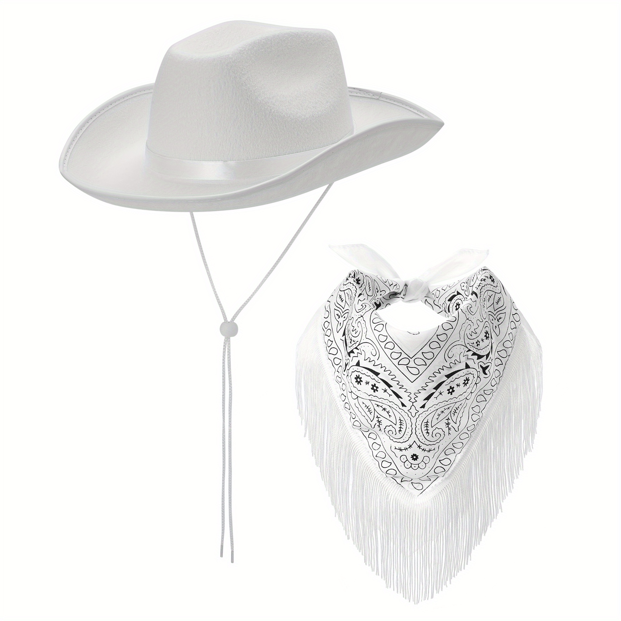 women cowboy hats fringed bandana set glitter - Temu display picture 2
