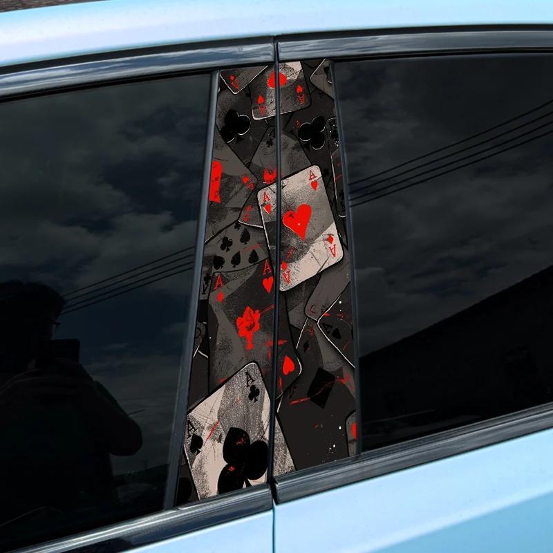 

1pc/2pcs Poker Car Stickers Funny Diy Auto B-pillar Waterproof Sunscreen Decoration Cover Scratches Playing Card Vinyl Decals