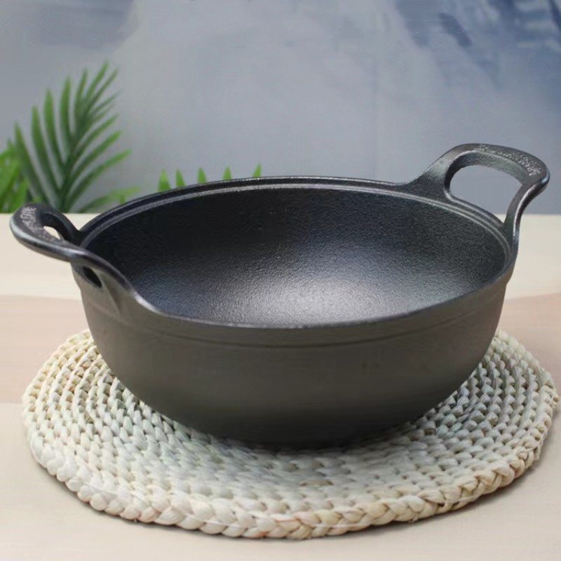 1pc traditional   cast iron soup pot dual     household wok fryer small saucepan for cooking   cast iron pot details 3