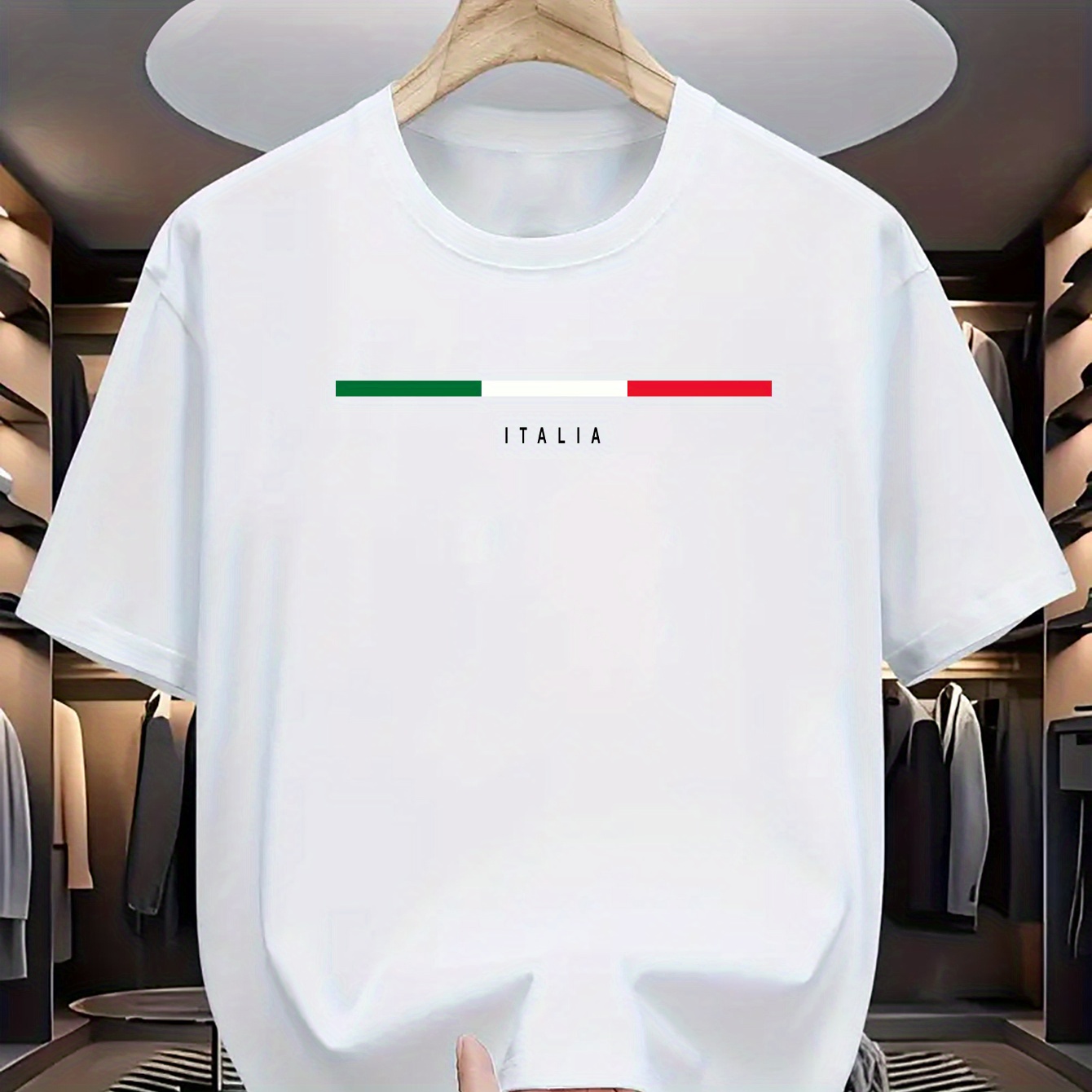 

italia" Letter Print Tee Shirt, Tees For Men, Casual Short Sleeve T-shirt For Summer