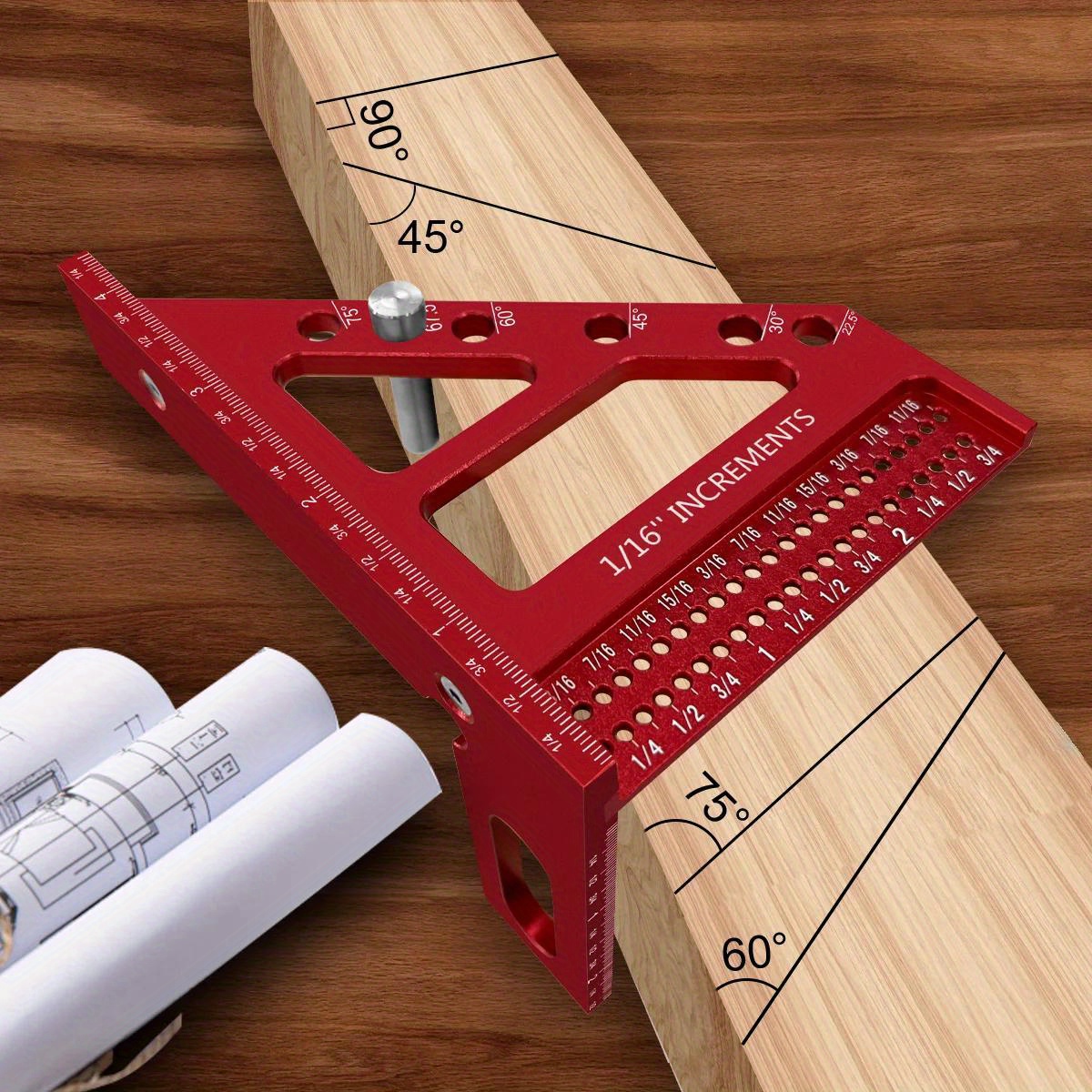 

Aluminum Multi-angle Measuring Tool - 3d Woodworking Square Protractor With Miter Triangle Ruler, Non-electric Precision Measurement For Carpenters, Engineers & Craftsmen, 22.5-90 Degree Angle Finder