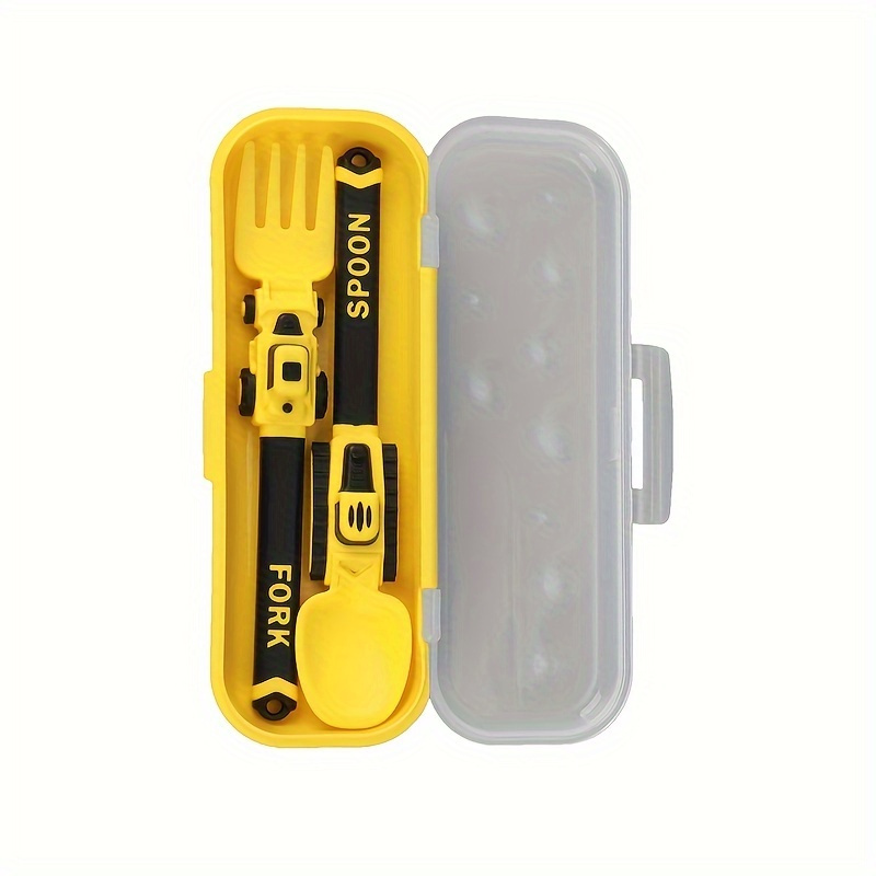 Image of 3pcs Portable Engineering Vehicle Bulldozer Fork And Spoon, Lightweight And Practical, Suitable For Dining, Snacks, Noodles, And Fruits, Essential For Home And Travel