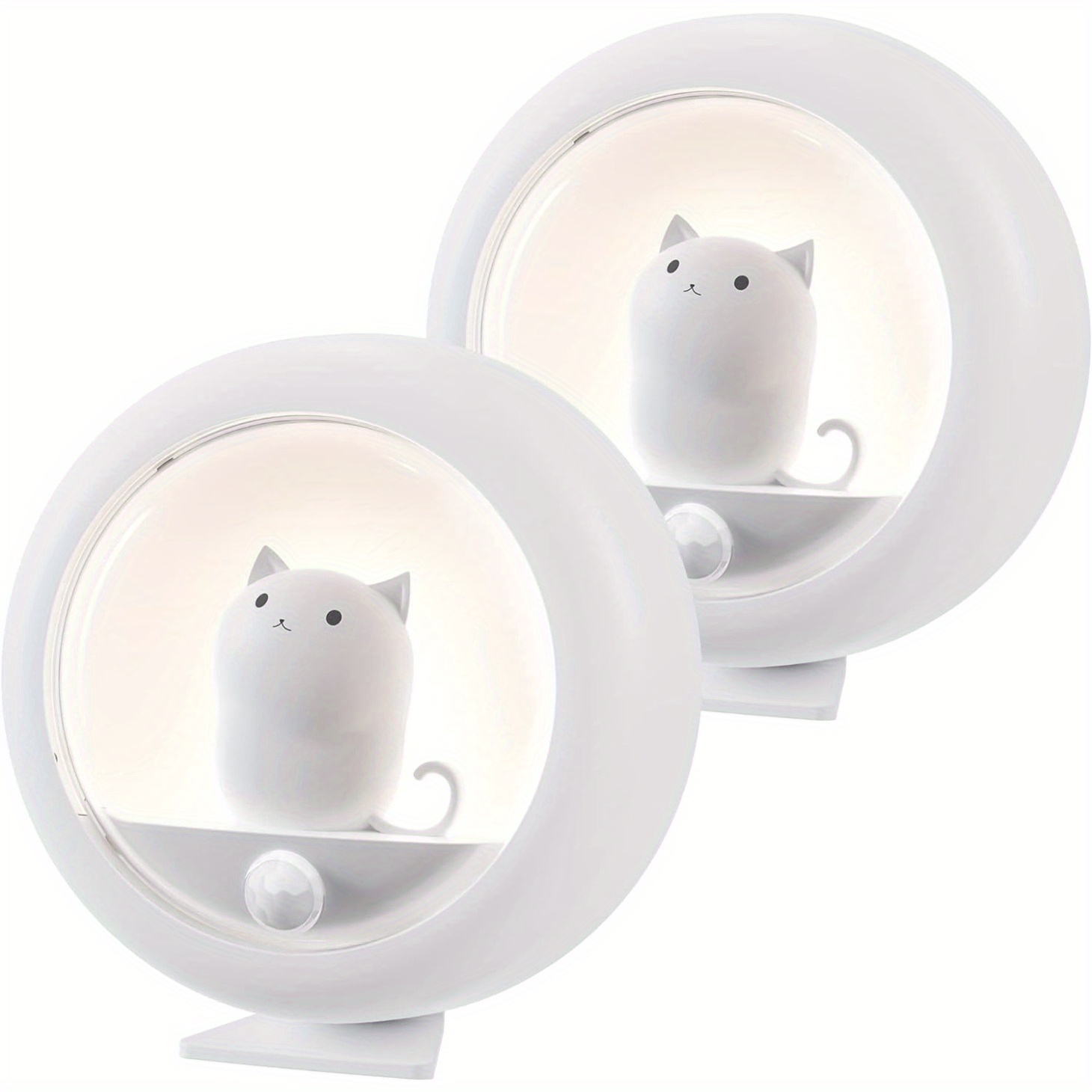 

2pcs Cute Cat Motion Sensor Night Light, Cordless Rechargeable Led Night Light, Stick-anywhere Closet Lights Stair Lights, Wall Lights For Hallway, Bedroom, Kids Room