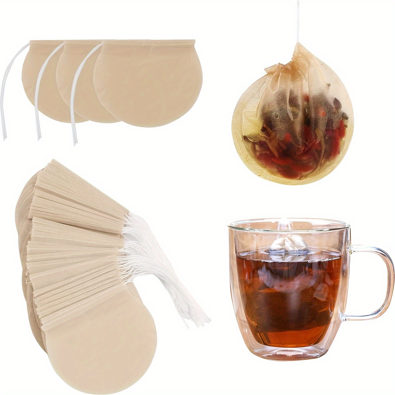 100pcs unbleached tea filter bags   loose leaf tea coffee bath spices and soup   tea accessories kitchen gadgets