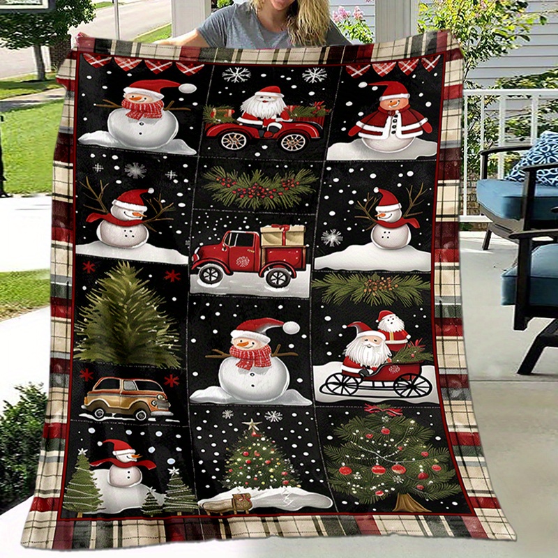 

Festive Christmas Snowman Blanket: Comfortable Printed 1.8m+ Blanket, Ideal Gift For Holiday And Special Occasions, Suitable For Couch, Bed, Camping, Picnic, Travel - Made Of Durable Polyester